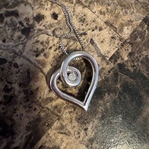 Kay Jewelers Silver Heart Pendant with Center Stone